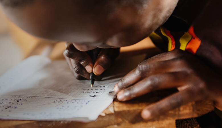 photo of a person practicing handwriting