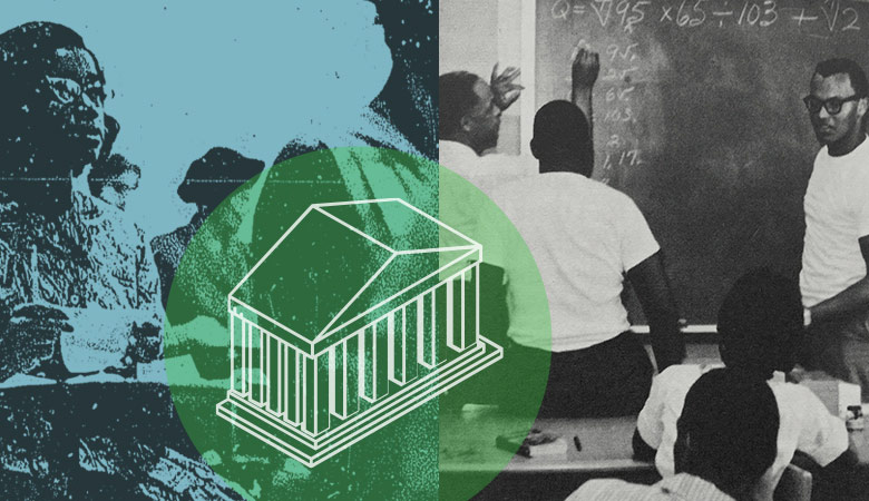 collage image for Upward Bound project—including students in two different classroom setting