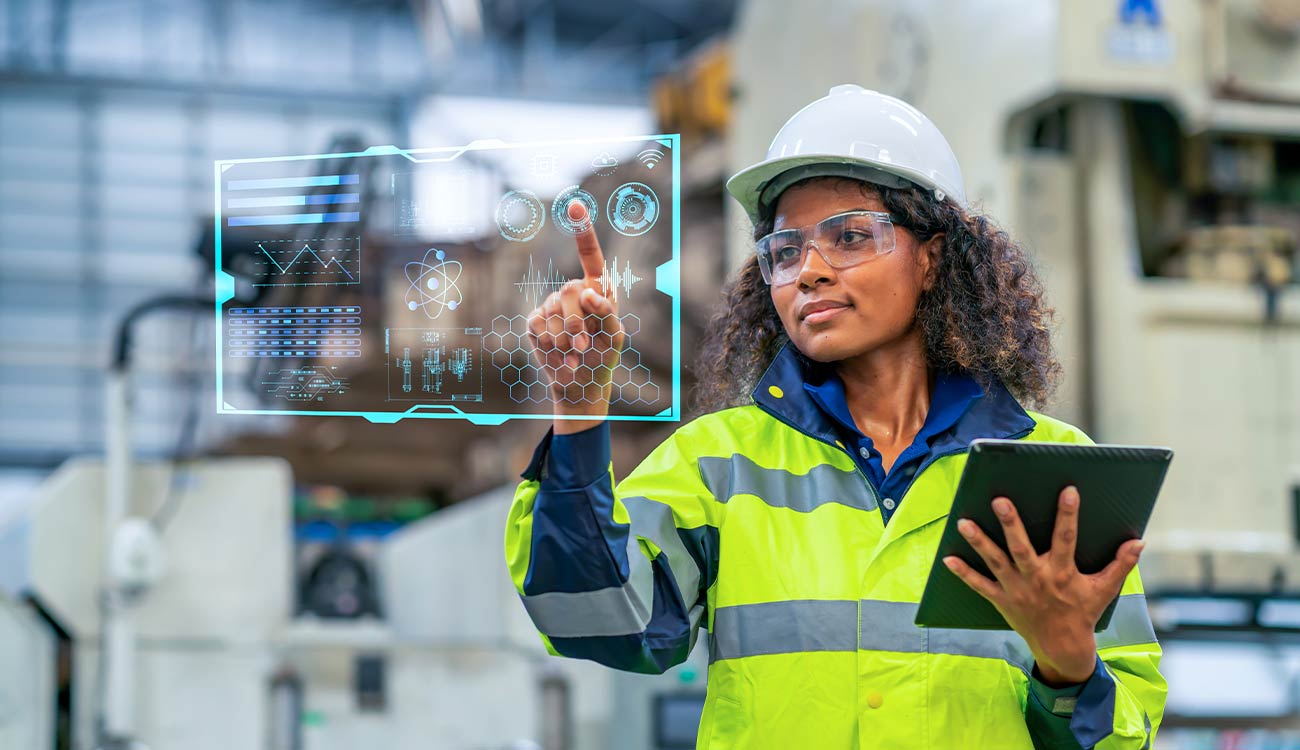 Worker using technology